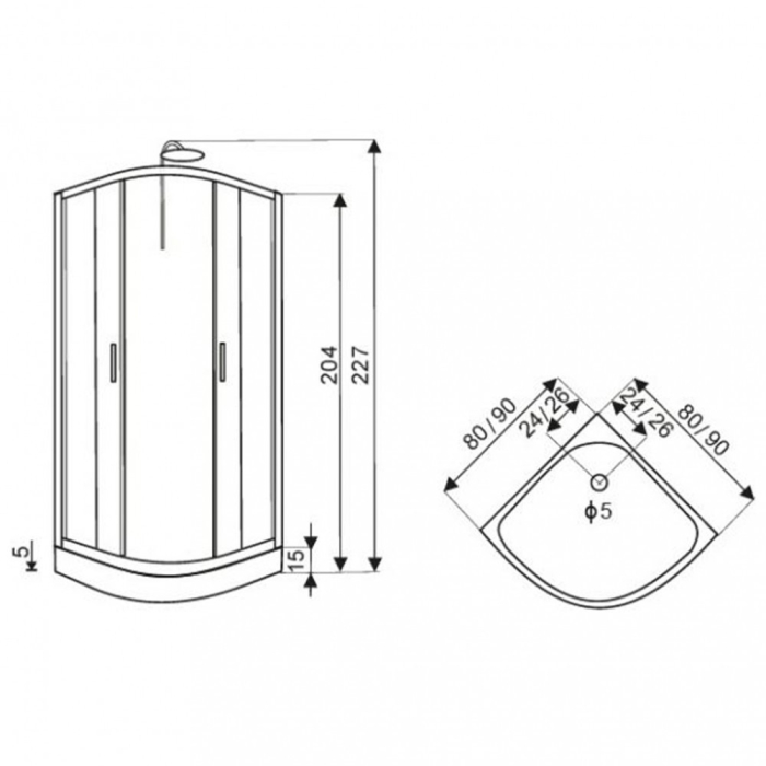 Kerra Cabină de duș cu hidromasaj curbată FARO 90x90 cm [2]