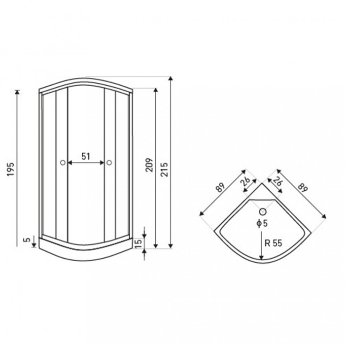 Kerra Cabină de duș cu hidromasaj curbată Lisa 90 albă [3]