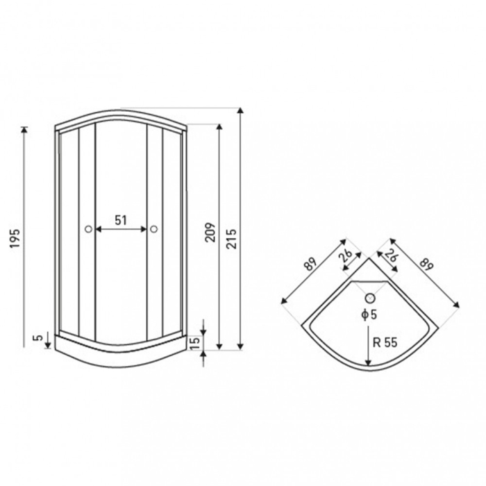 Kerra Cabină de duș cu hidromasaj curbată Lisa 90x90 cm [3]