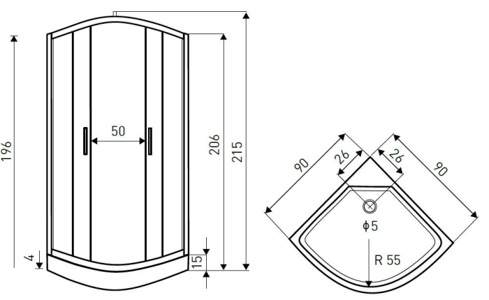 Kerra Cabină de duș cu hidromasaj curbată Petrus 90x90 cm [3]