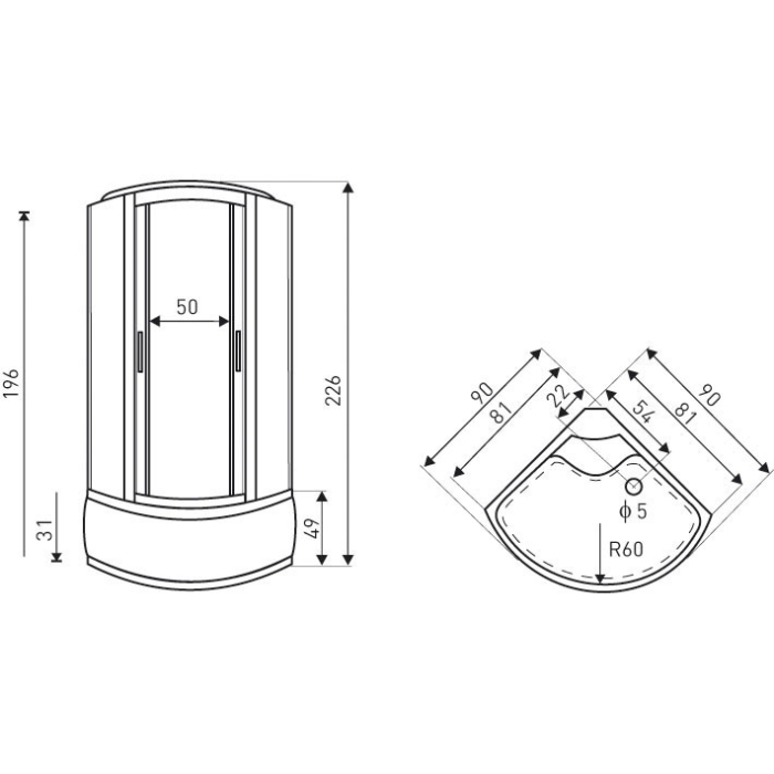 Kerra Cabină de duș cu hidromasaj curbată Silverprime 90x90 cm [3]