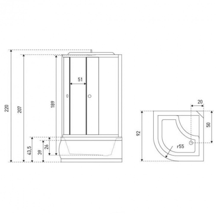 Kerra Cabină de duș cu hidromasaj curbată Vigo 90x90 cm [3]