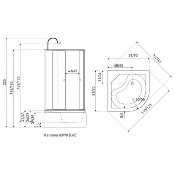 Kerra Cabină de duș cu hidromasaj Karolina 90x90 cm, curbată și adâncă [6]