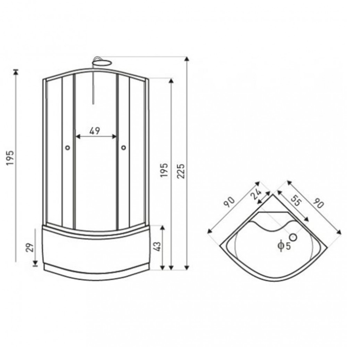 Kerra Cabină de duș cu hidromasaj Karolina WH 90x90 cm, cu tavă curbată adâncă [4]