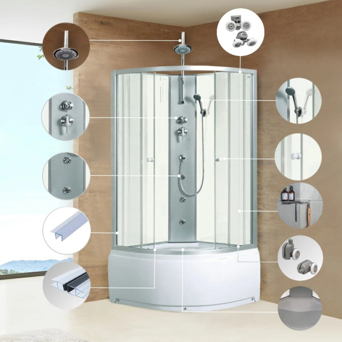 Kerra Cabină de duș cu hidromasaj Karolina WH 90x90 cm, cu tavă curbată adâncă [3]