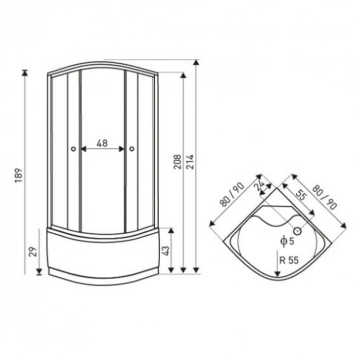 Kerra Cabină de duș cu hidromasaj Paulina 80x80 cm, curbată, cu tavă adâncă [3]