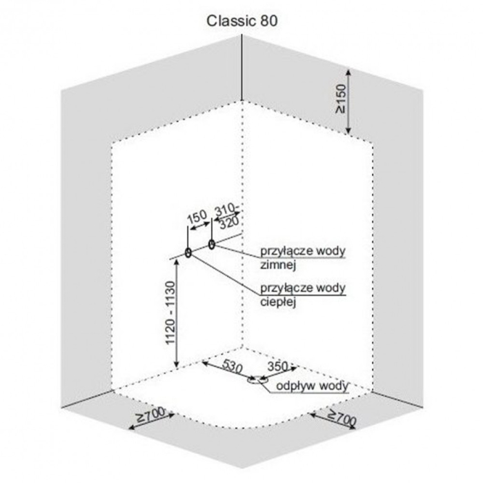 Kerra Cabină de duș curbată CLASICĂ cu perete posterior alb, 79x79x210 cm [2]
