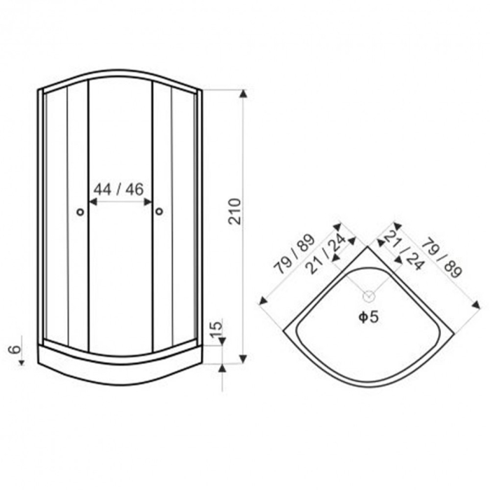 Kerra Cabină de duș curbată CLASICĂ cu perete posterior alb, 79x79x210 cm [3]
