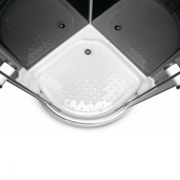 Kerra Cabină de duș curbată CLASICĂ cu perete posterior alb, 89x89x210 cm [4]