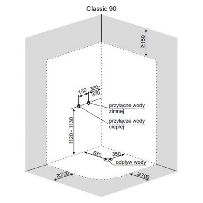 Kerra Cabină de duș curbată CLASICĂ cu perete posterior alb, 89x89x210 cm [2]