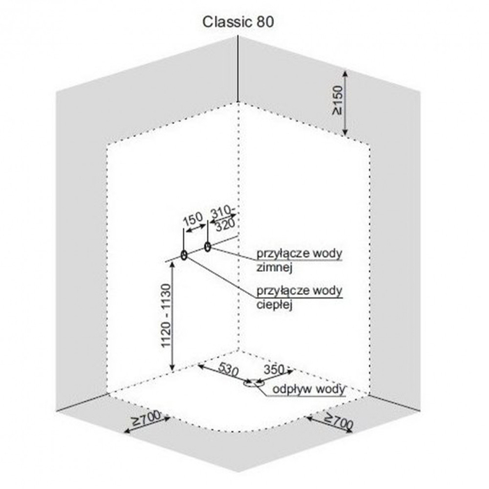 Kerra Cabină de duș curbată CLASICĂ cu perete posterior gri, 79x79x210 cm [2]