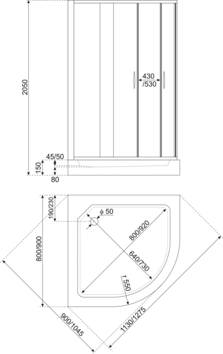 Kerra Cabină de duș curbată Intro 80 cu tavă XN [2]