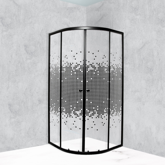 Kerra Cabină de duș curbată Pixel Black 80 fără cădiță de duș [2]