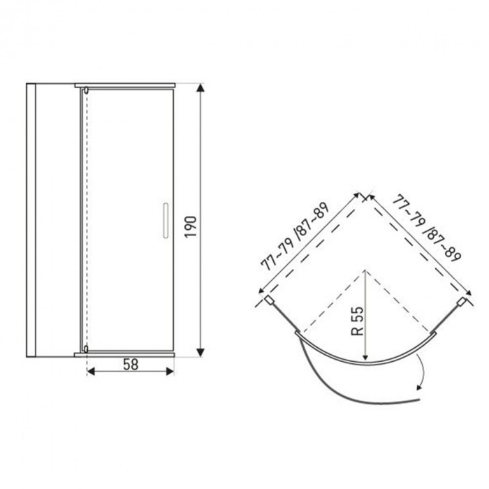 Kerra Cabină de duș curbată Splash 80x80 cm fără cădiță [3]