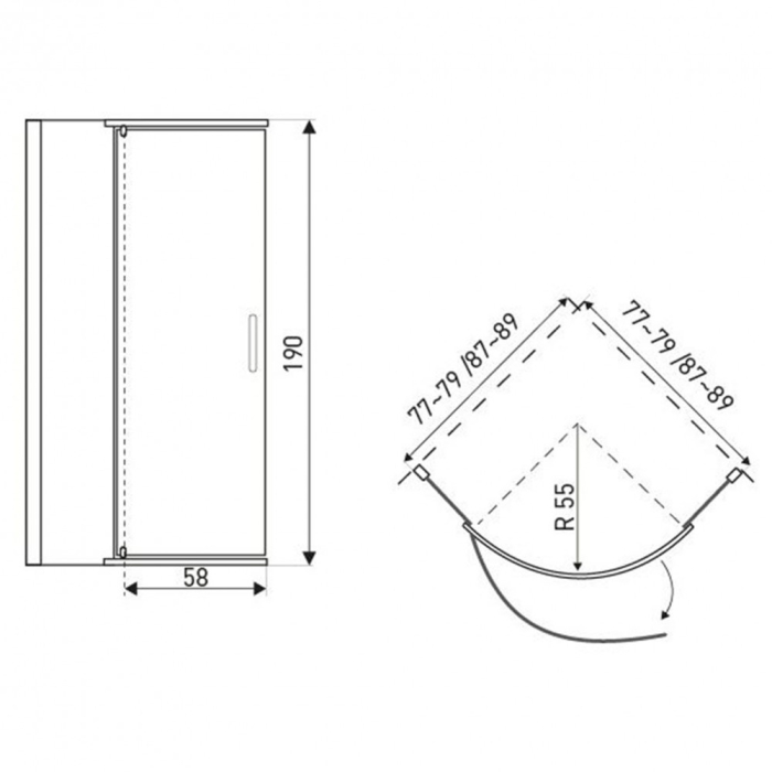 Kerra Cabină de duș curbată Splash 90x90 cm cu cădiță de duș [4]
