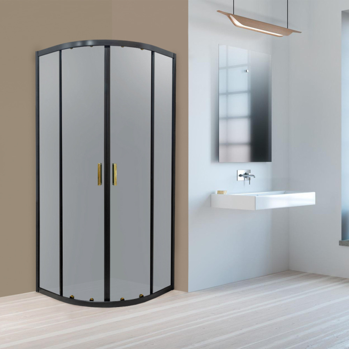 Kerra Cabină de duș curbată Tiara Gold 80x80 cm fără cădiță de duș [2]