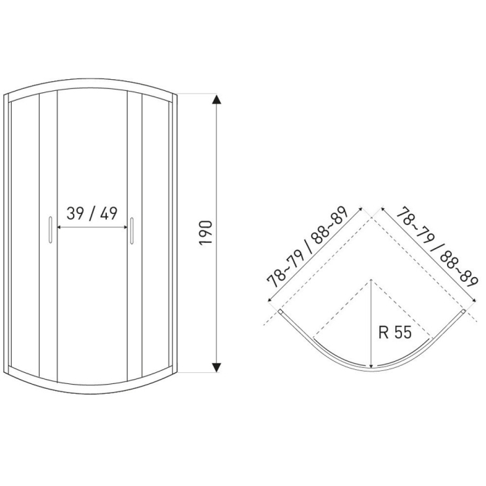 Kerra Cabină de duș curbată Tiara Gold 90x90 cm fără cădiță de duș [5]