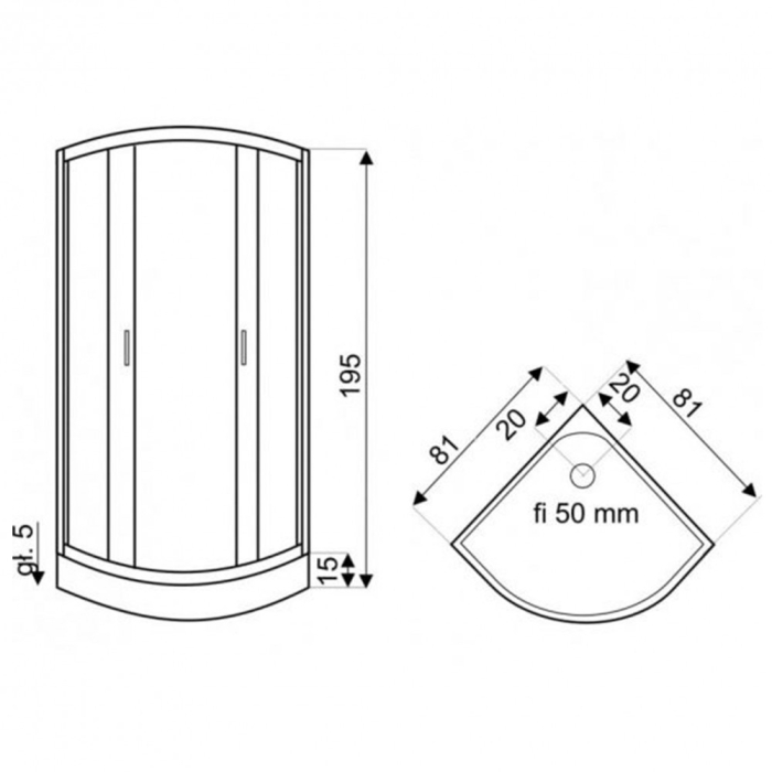 Kerra Cabină de duș curbată XENIA 80x80 cm cu cădiță de duș [3]