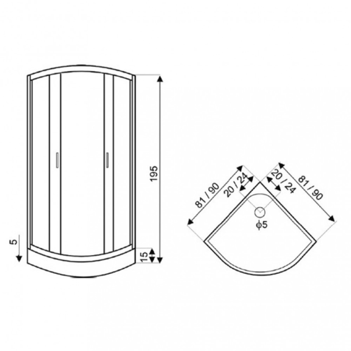 Kerra Cabină de duș curbată Xenia Duo Neagră 90x90 cm cu cădiță de duș [3]