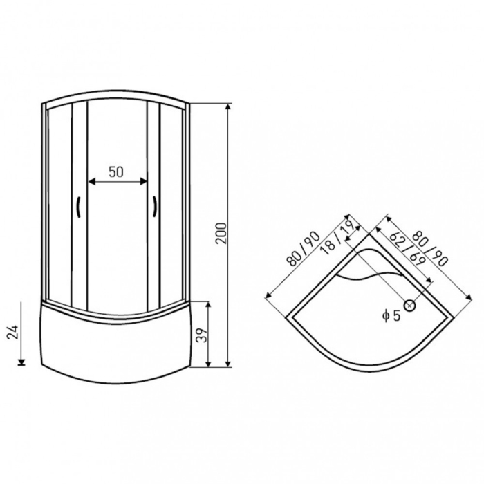 Kerra Cabină de duș Lava 90x90 cm cu tavă adâncă curbată [2]
