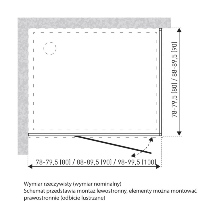 Kerra Cabină de duș pătrată cromată Long 100x90 fără tavă [4]