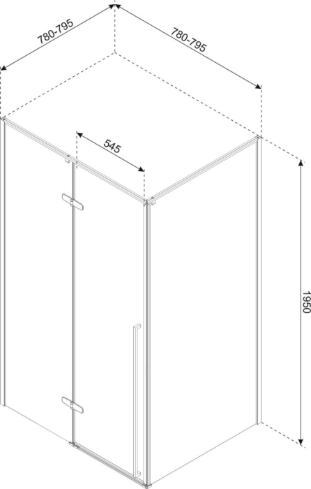 Kerra Cabină de duș pătrată cromată lungă 80x80 fără tavă [5]