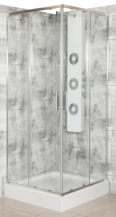 Kerra Cabină de duș pătrată cromată Solid SQ 90 cu tavă de duș [5]