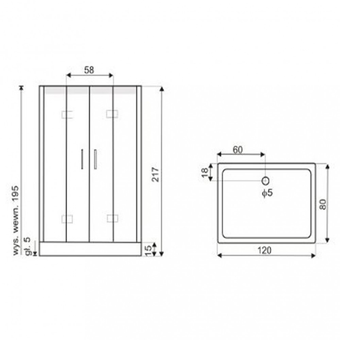 Kerra Cabină de duș pătrată cu hidromasaj Toulouse 80x120 cm [2]