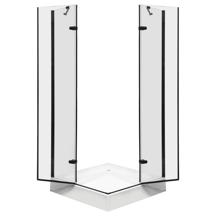 Kerra Cabină de duș pătrată Flow Black cu ușă cu balamale fără cădiță de duș [2]