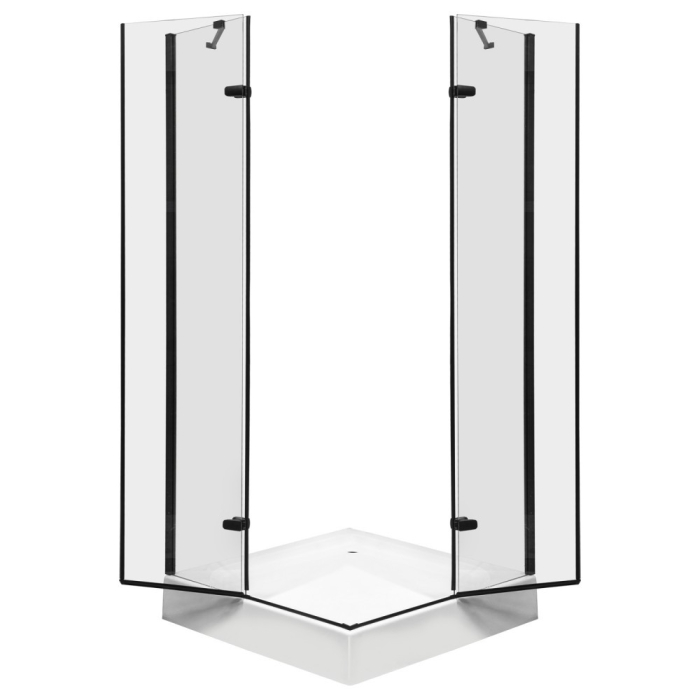 Kerra Cabină de duș pătrată Flow Black cu ușă cu balamale fără cădiță de duș [2]