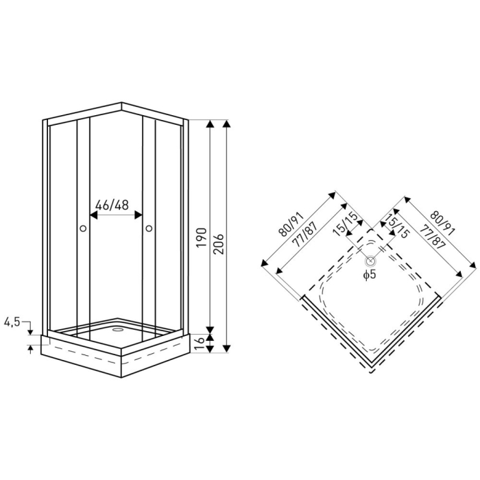 Kerra Cabină de duș pătrată Madera 80x80 cm fără cădiță [2]