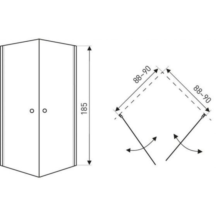 Kerra Cabină de duș pătrată Madrid 90x90 cm fără cădiță de duș [3]