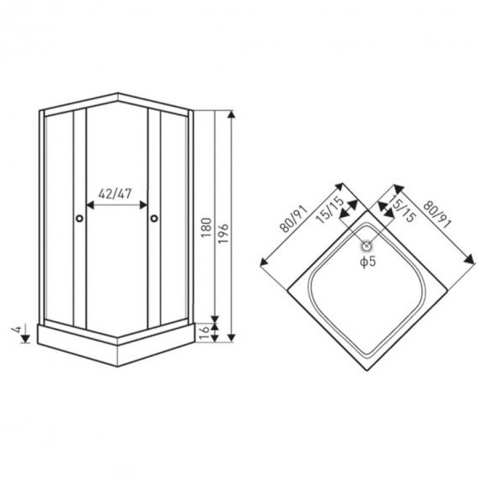 Kerra Cabină de duș pătrată Olga SQ 90x90 cm cu cădiță de duș [3]