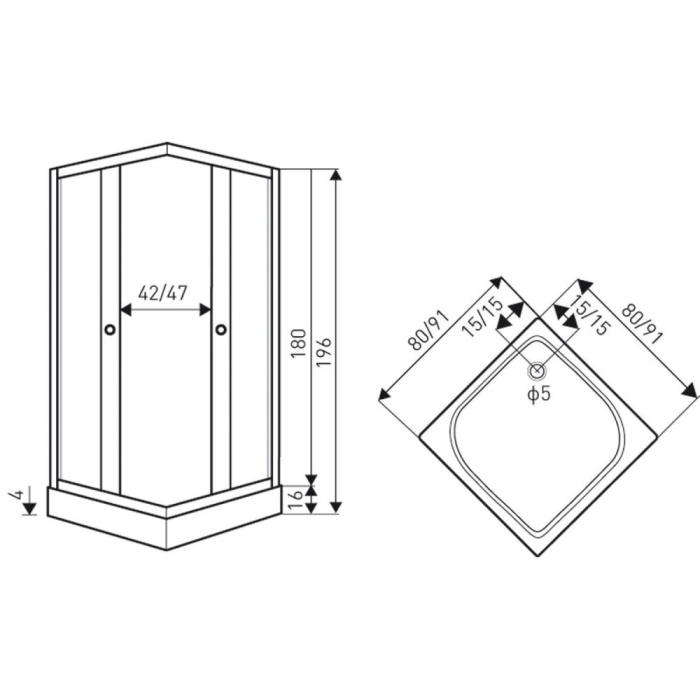 Kerra Cabină de duș pătrată Olga SQ 90x90 cm fără cădiță de duș [2]