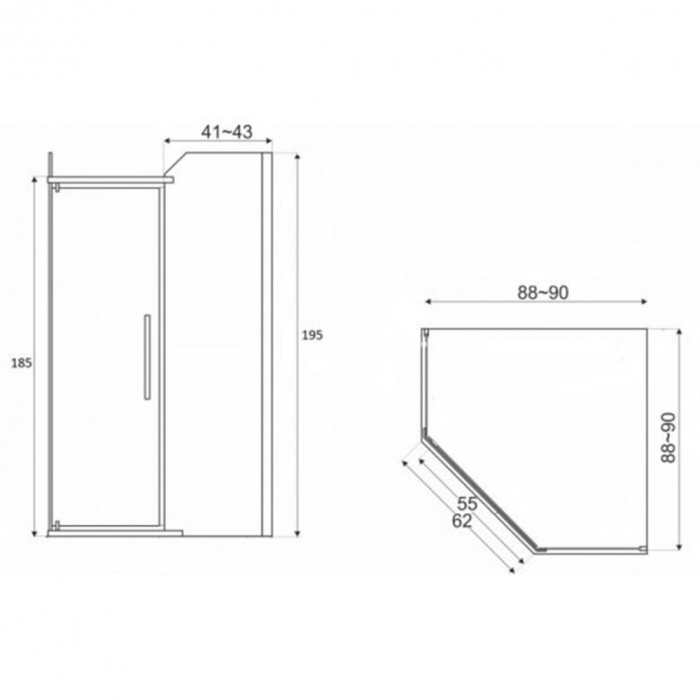 Kerra Cabină de duș pătrată Prato 90x90 cm fără cădiță de duș [3]