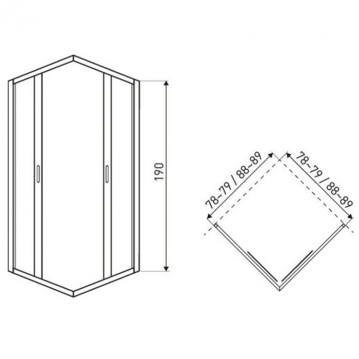 Kerra Cabină de duș pătrată Tiara Square Gold 80x80 cm fără cădiță de duș [2]