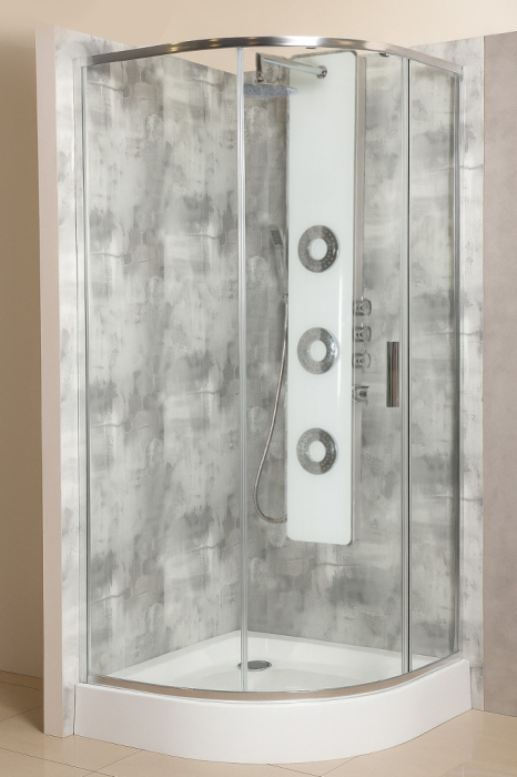 Kerra Cabină de duș solidă RPS 90 curbată cu o singură ușă și tavă de duș [2]