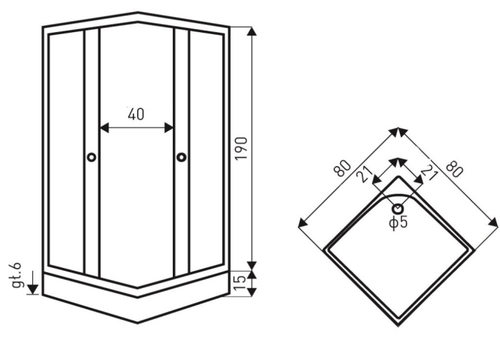 Kerra Cabină de duș unghiulară Pico 80 cu tavă de duș [2]