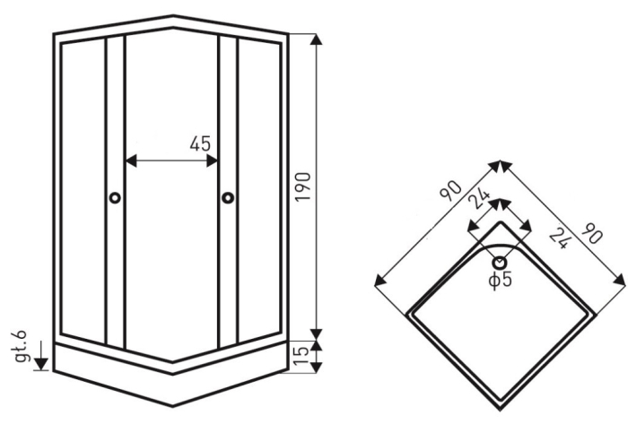 Kerra Cabină de duș unghiulară Pico 90 cu tavă de duș [2]