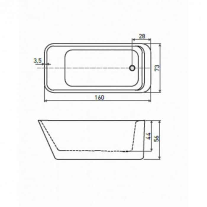 Kerra Cadă de baie acrilică independentă Doli 160 cm [3]