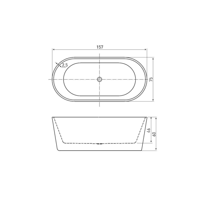 Kerra Cadă de baie acrilică independentă NORA 157 cm [3]