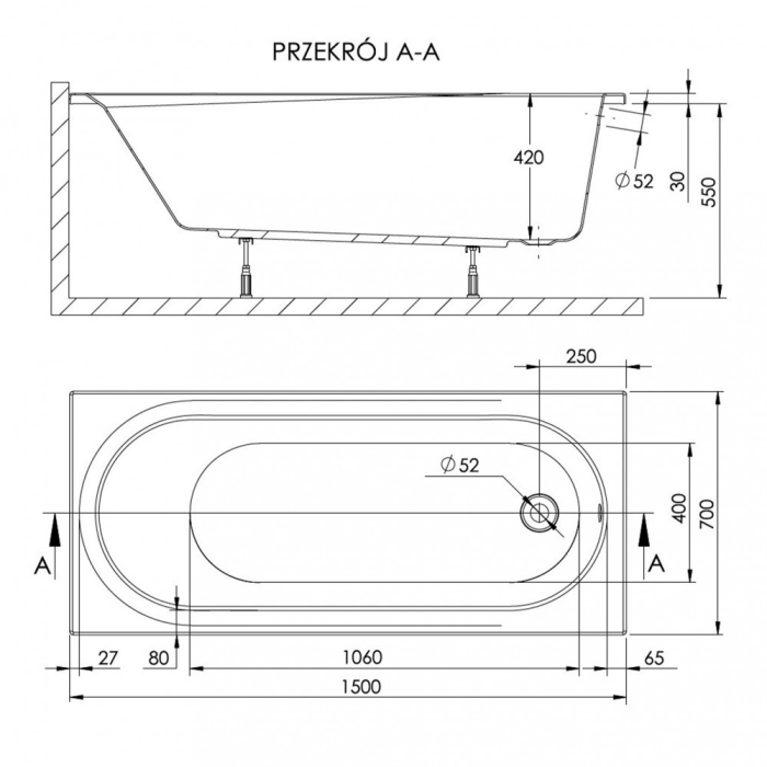 Kerra Cadă de baie dreaptă Dida 150 [3]