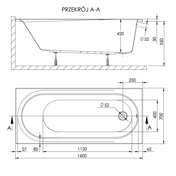 Kerra Cadă de baie dreaptă Dida 160 [3]