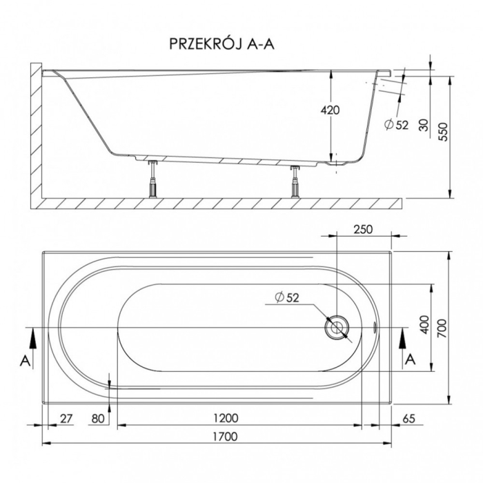 Kerra Cadă de baie dreaptă Dida 170 [3]