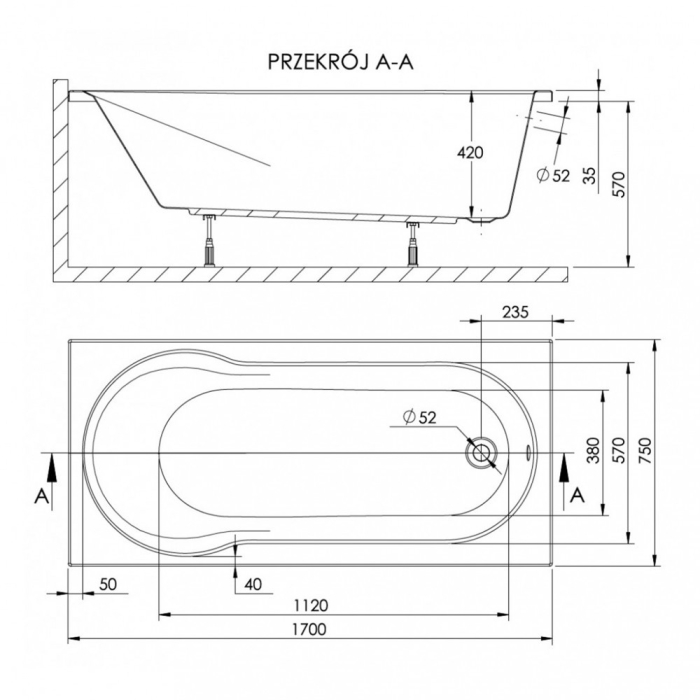 Kerra Cadă de baie dreaptă Doria 170 [3]