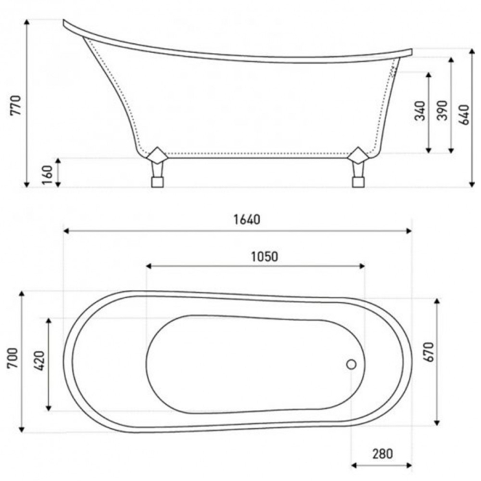 Kerra Cada freestanding Antica 164 cm, alb [2]