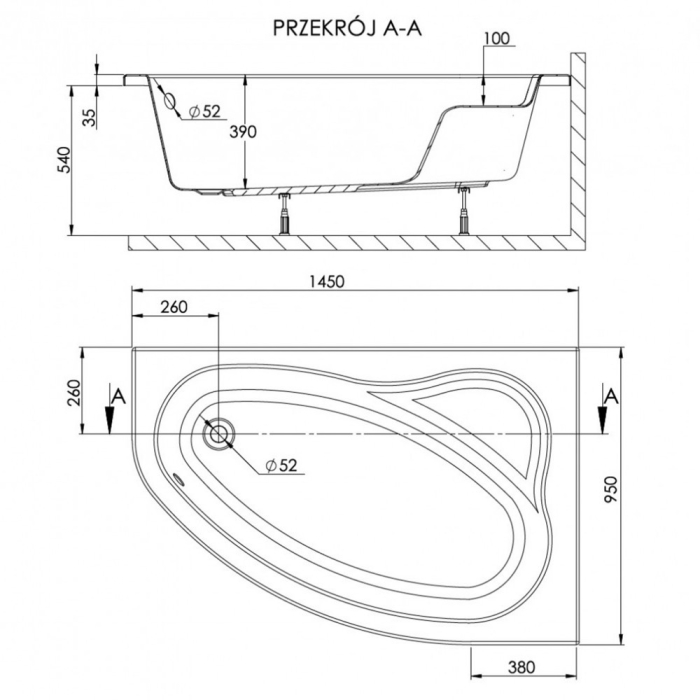 Kerra Cadă SIMPLA 145 asimetrică dreapta [2]