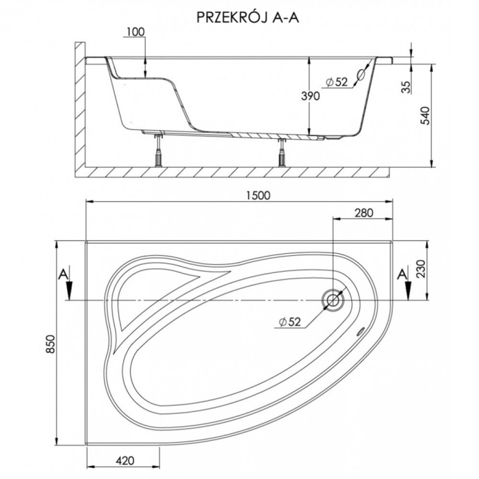 Kerra Cadă SIMPLA 85x150 asimetrică stânga [2]