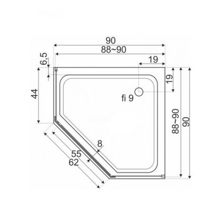Kerra Cădiță de duș acrilică pătrată Glasgow 90 SLIM 90x90 cm [2]