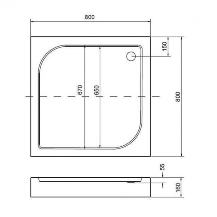 Kerra Cădiță de duș pătrată universală Victor 90x90 cm [4]